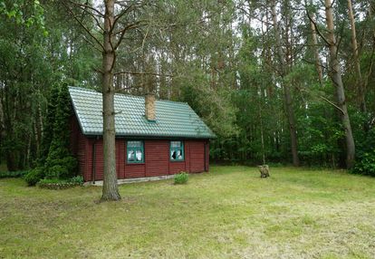 Domek ukryty w małym lesie, blisko rzeki, cieciory gm. turośl