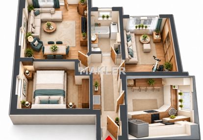 3 pokoje | 65,4 m² | wyżyny | balkon | garaż