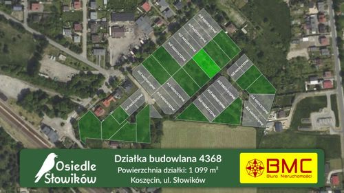 Działka budowlana koszęcin 1099m2 ul. słowików