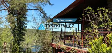Domek w gołubiu z widokiem na jezioro dąbrowskie