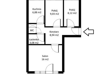 53m2 / mokotów / trzy pokoje