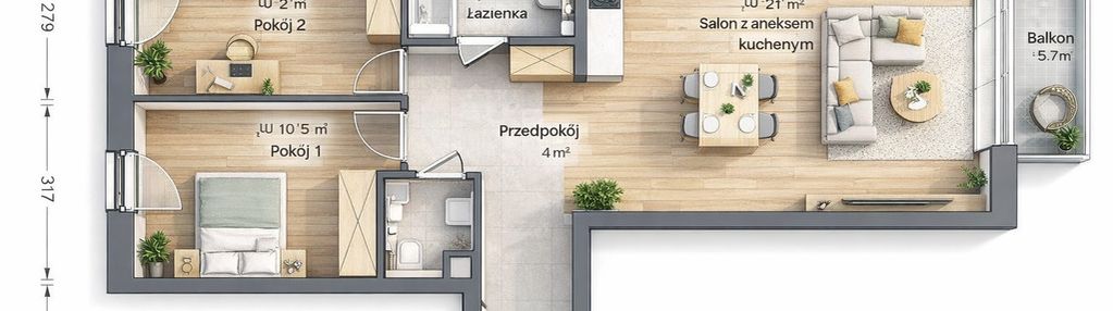 ⭐ ostatnie takie 3 pokoje  salon 28m ⭐