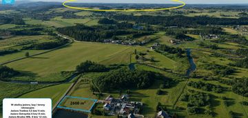 Somonino, działka 2600 m², mpzp, media, jeziora