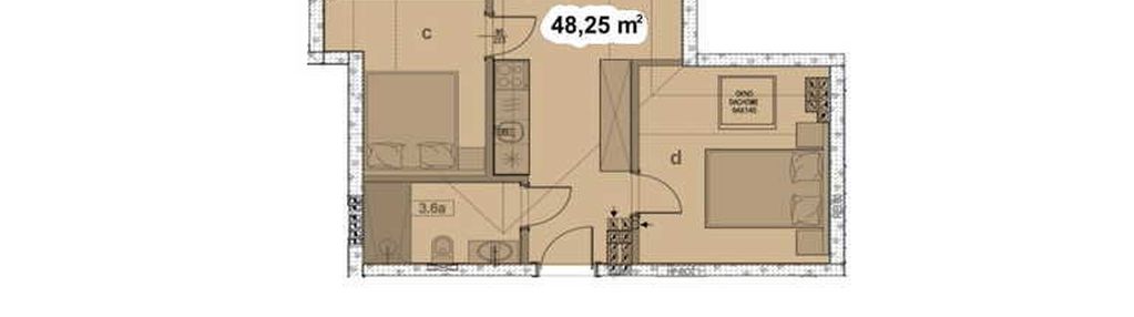 Apartament w stanie deweloperskim - 48,25  m2