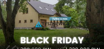 Urokliwy dom w porąbie z własnym stawem