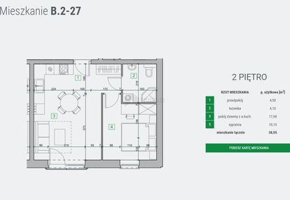 Mieszkanie 2-pokojowe o pow.38,05 m2
