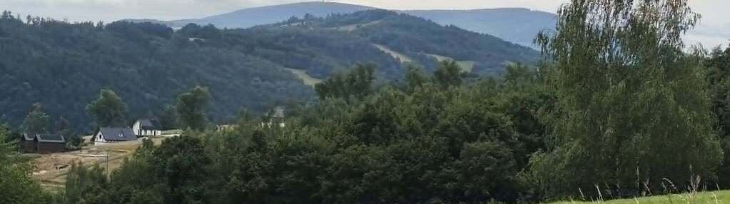 Panoramiczny widok na szczyty gór,  ok 1 km od pkp