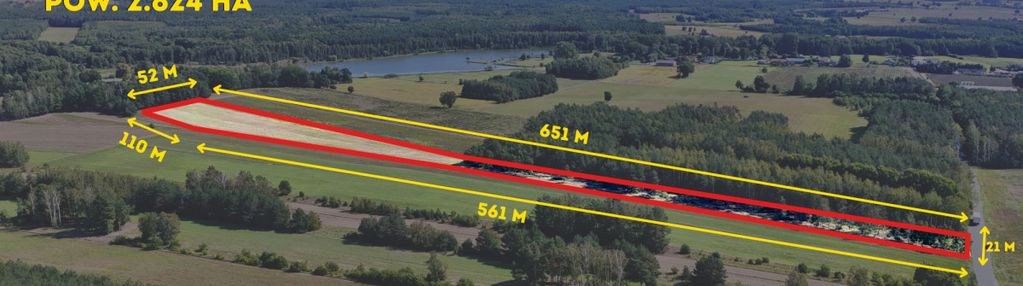 Działka inwestycyjna 2,824 ha | podkonice duże