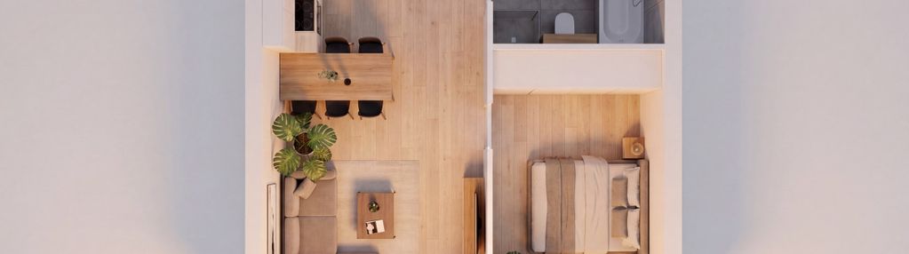 2-pokojowe | 40,77 m² | południowa ekspozycja