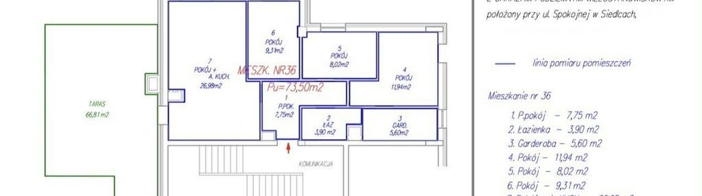 Mieszkanie w centrum z dużym tarasem 70 m²