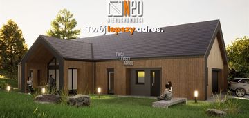 Nowoczesny,parterowy dom z podwójnym garażem,12ar.