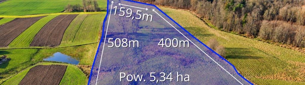 Jędrychówko|5,34 ha|warunki zabudowy|rzeka i las