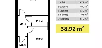 Mieszkanie na sprzedaż 1 pokoje 38m2