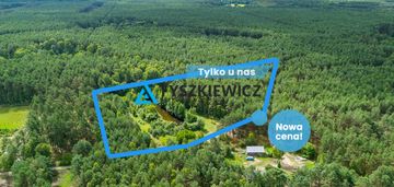 Działka z wz, blisko jeziora, otulona lasem.