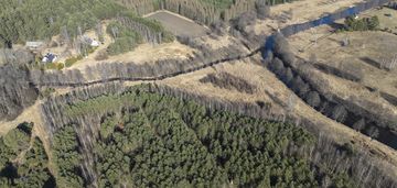 Działka budowlana nad rzeką: linia brzegowa las wz