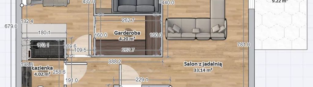 Orunia górna - 3 pokoje 62,8m2