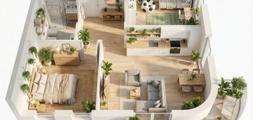 Bardzo jasne-ekspozycja południowa| 58,54 m²|3pok