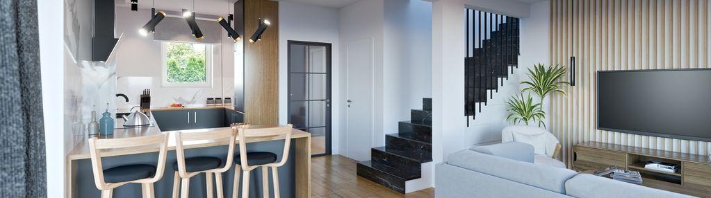 Skrajny dom z dwoma miejscami w garażu i ogrodem