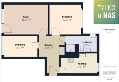 Włókiennicza i parter i 3 pokoje i 64m2 i balkon