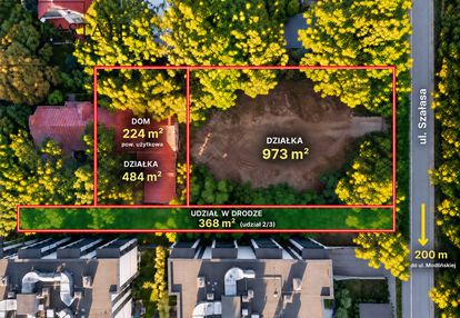 Działki 973 m² + 484 m² z domem/pełne media/dojazd z dwóch stron/mpzp