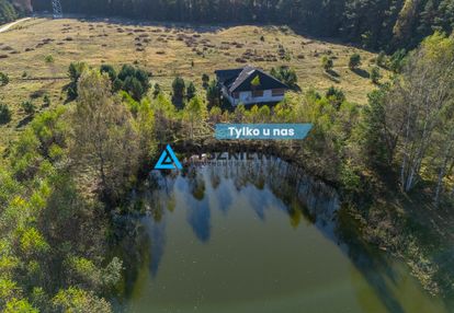 Dom w stanie surowym na dużej działce ze stawem!