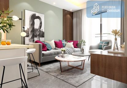 Nowy blok, balkon, garaż niska zabudowa, zielono