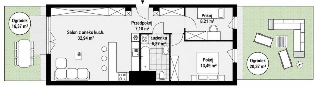 Przestronne mieszkanie , 2 ogródki
