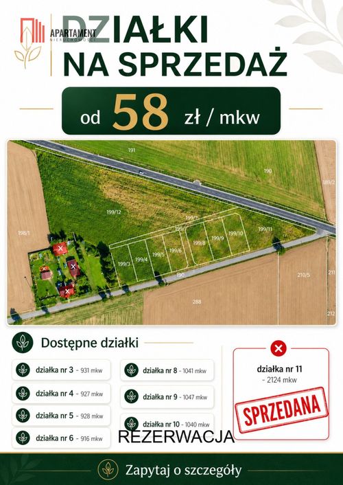 Działki drzewianowo od 58 zł /mkw
