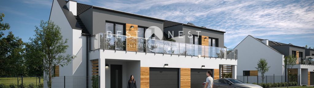 Nowoczesny dom z garażem w zabudowie bliźniaczej