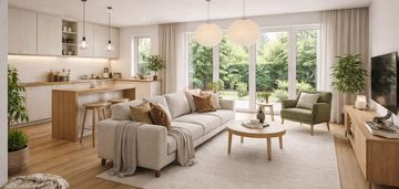 Nowoczesny dom w zabudowie szeregowej | 106 m² | ogród + taras