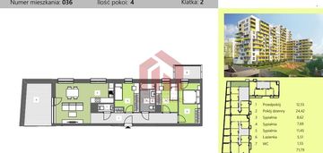 Ponad 71m2 4 pokoje w cenie 7500/m2 gotowe