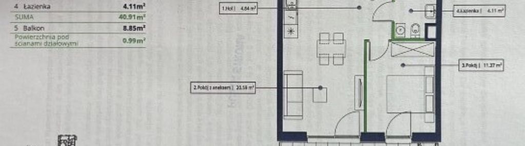 2-pokojowe mieszkanie na mokotowie
