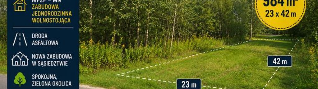 Działka budowlana 984 m² | ciemne | 1,5 km do s8