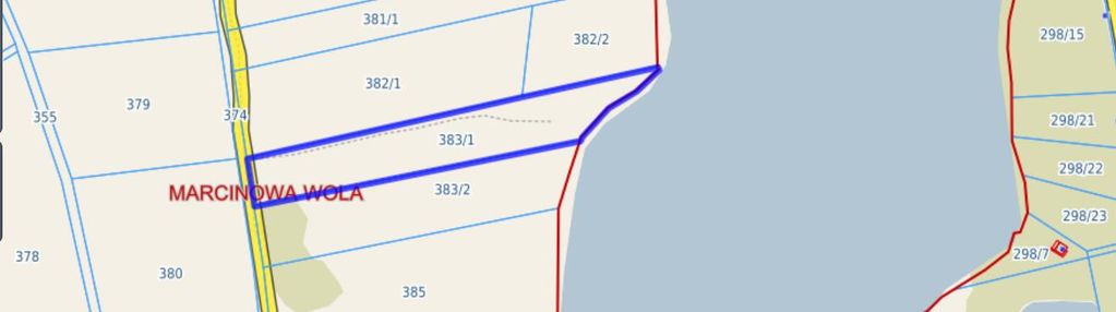 Udział w działce z linią brzegową - 30zł/ m2 - marcinowa wola
