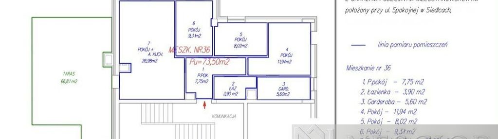Mieszkanie w centrum z dużym tarasem 70 m²