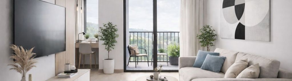 Słoneczna ☀️ kawalerka z wydzieloną sypialnią