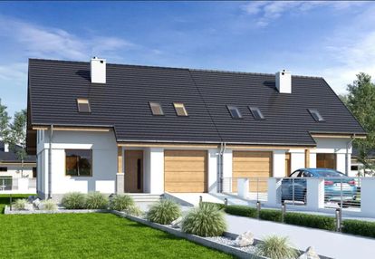 Nowy dom w zabudowie bliźniaczej z garażem i widokiem na łomżę i narew