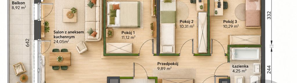 4 pokoje z aneksem! rozkładowe. 9m balkon.