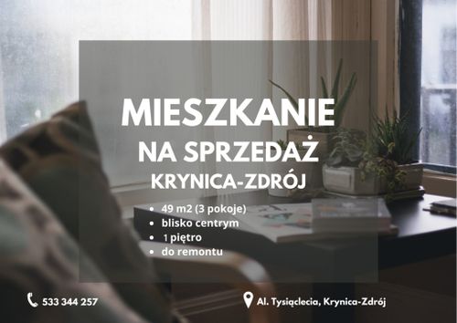3 pokoje, 49 m² – blisko centrum krynica-zdrój