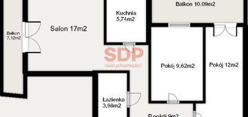 3-pokoje z dwoma dużymi balkonami, osobna jasna kuchnia