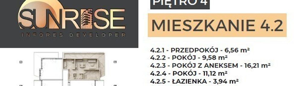 Sunrise park | mieszkanie nr 4.2 | 3 pokoje 47,42 m2 + balkon |