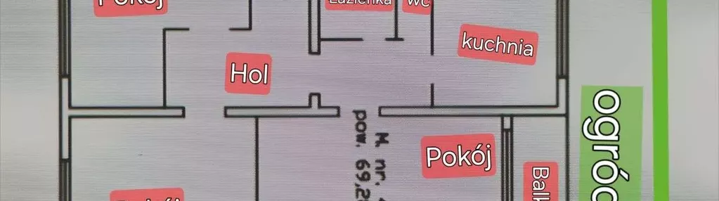 3 pokoje 69m2 parter Radogoszcz - Wschód