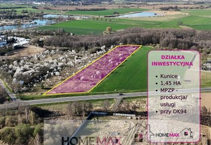Działka inwestycyjna 1,45 ha w kunicach przy dk94