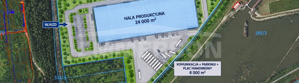 Grunt przemysłowo 40 000 m², droga asfaltowa