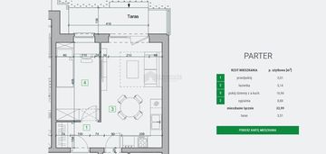 Mieszkanie o powierzchni 33,99 m2 z tarasem