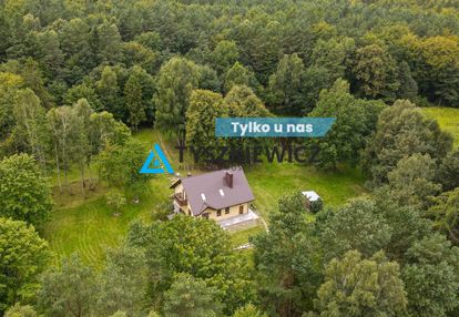 Urokliwy dom w porąbie z własnym stawem