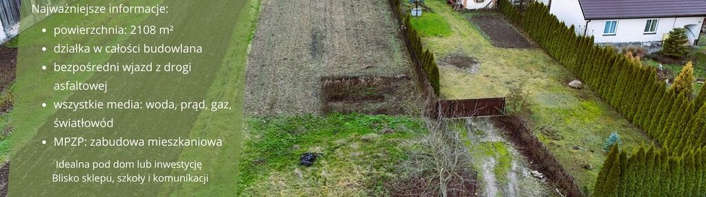 Działka budowlana 2108m2, ul.pogodna karczmiska