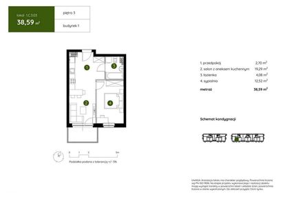 2-pokojowe | 38,59 m² | prądnik biały