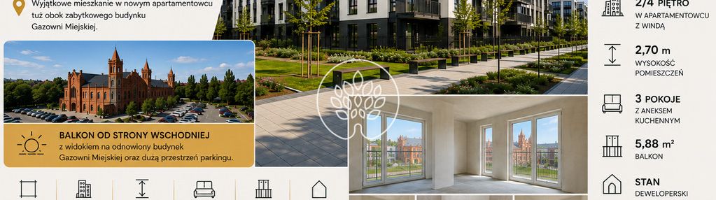 Nowoczesne 3 pokoje, balkon, 53,45 m², nowe