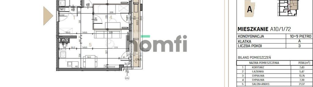 3-pokojowe mieszkanie na 9 piętrze -53m2